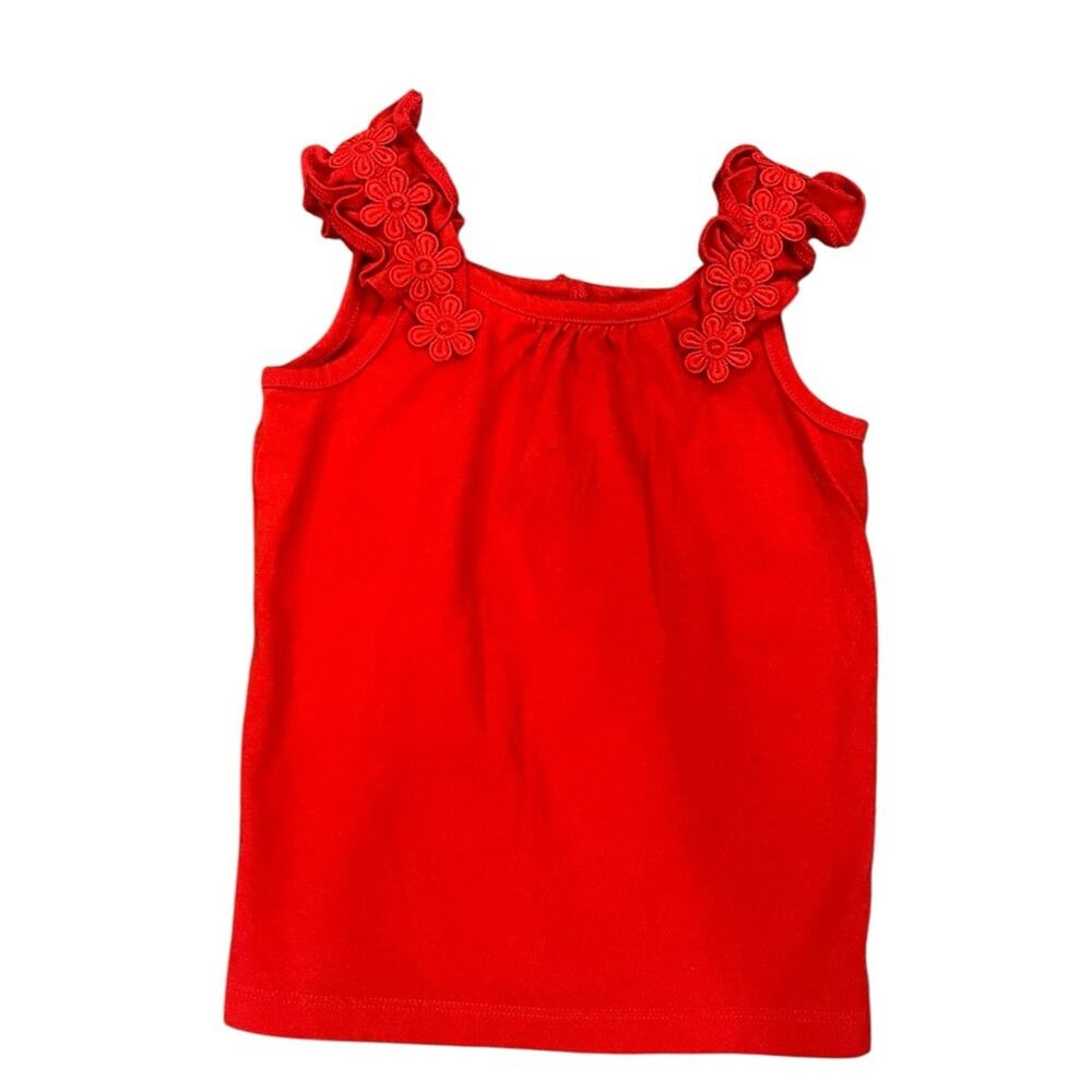 Janie and Jack Red Floral Ruffle Strap Tank